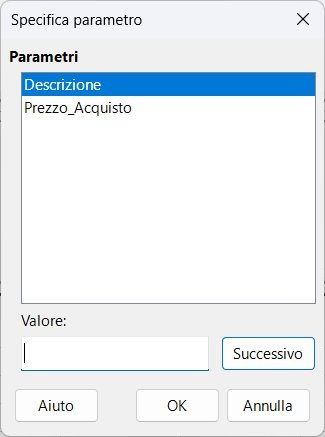 Dialog Specifica parametro
