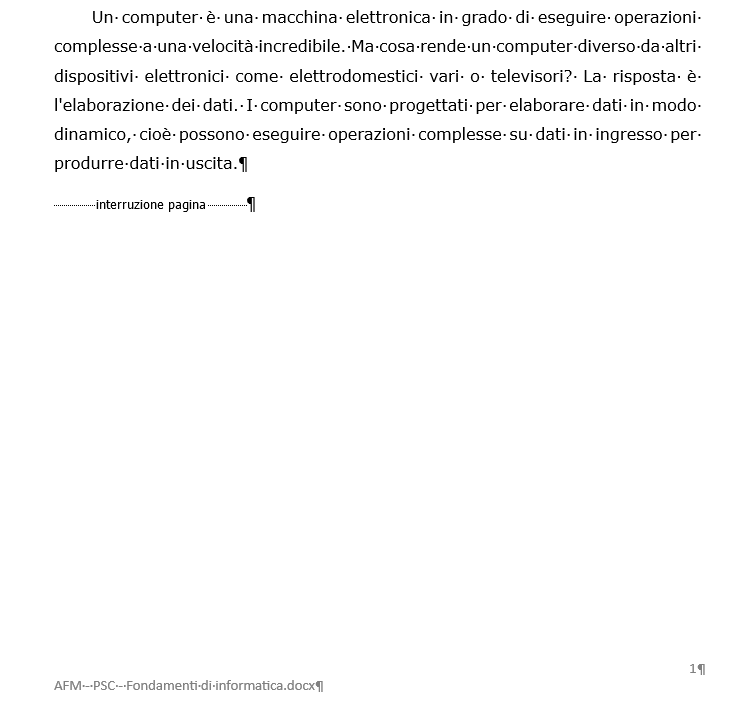 Interruzione di pagina corretta