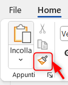 Tasto copia formato non attivo