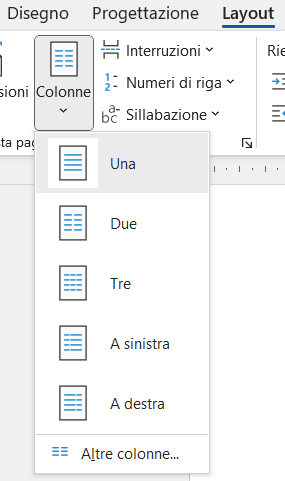 Menu colonne