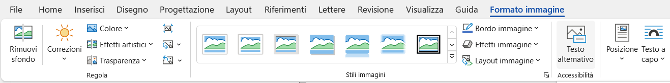 Menu Formato immagine
