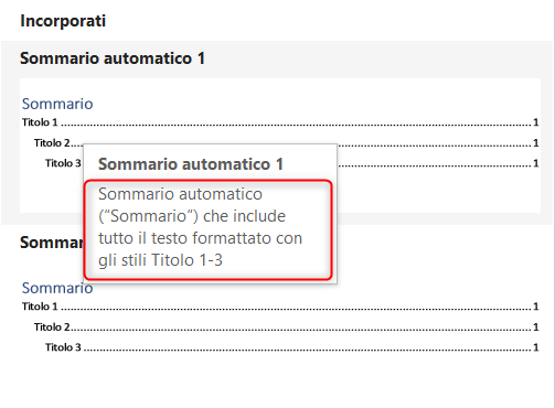 Scelta sommario automatico